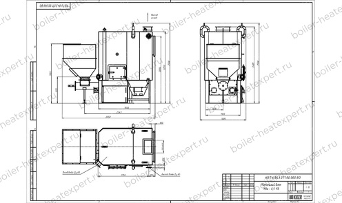 Автоматический угольный котел HeatExpert 0.5 МВт / 500 кВт чертеж