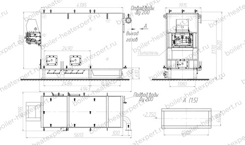 Чертеж котла HeatExpert КВм 3.5 МВт / 3500 кВт с ЗП РПК