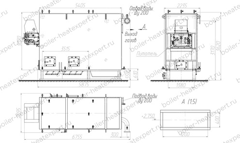 Чертеж котла HeatExpert КВм 4.0 МВт / 4000 кВт с ЗП РПК