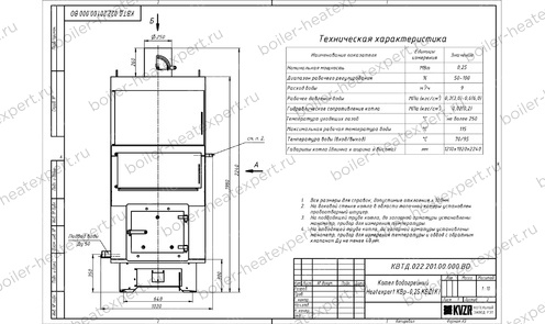 Котел HeatExpert 0.23 МВт / 230 кВт уголь дрова чертеж