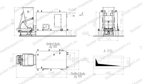 Чертеж котла HeatExpert КВм 0.8 МВт / 800 кВт с ТШПМ