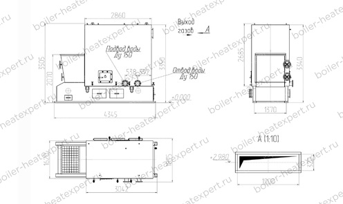 Чертеж котла КВм 2.2 с ТЛПХ