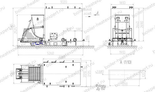 Чертеж котла HeatExpert КВм 2.2 МВт / 2200 кВт с ТШПМ