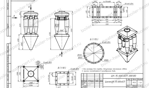 Чертеж циклона ЦН-15-600-6СП