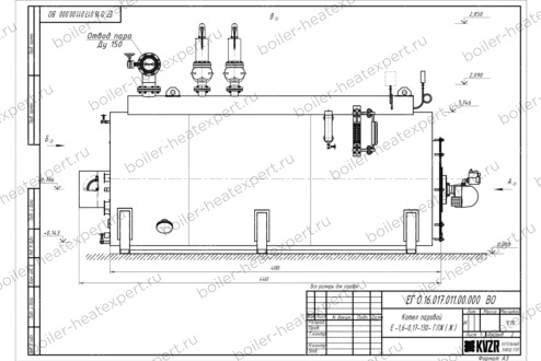 Чертеж дизельного парогенератора 1600 кг 130 °С