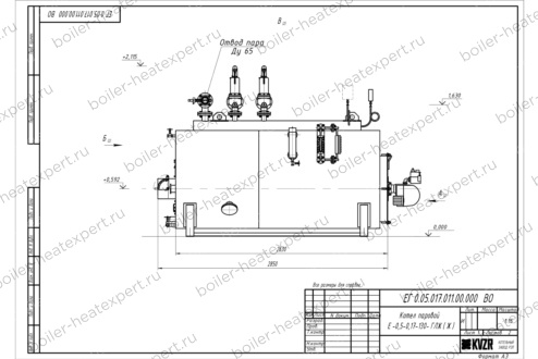 Чертеж дизельного парогенератора 500 кг 130 °С