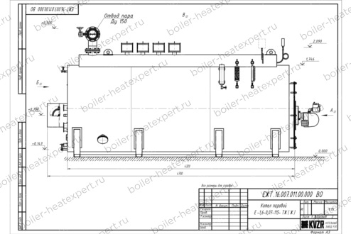 Чертеж мазутного парогенератора 1500 кг 115 °С