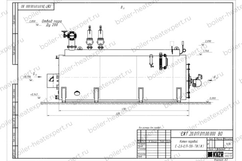 Чертеж мазутного парогенератора 2000 кг 130 °С
