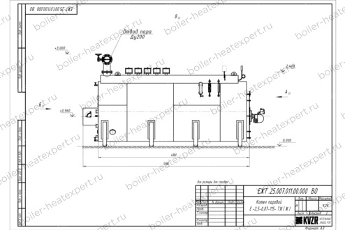 Чертеж мазутного парогенератора 2500 кг 115 °С