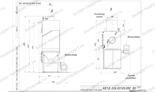 Котел HeatExpert 0.3 МВт / 300 кВт на пеллетах чертеж