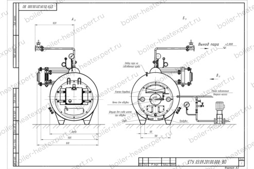 Чертеж пеллетного парогенератора 200 кг 170 °С