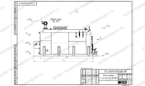 Чертеж угольного парового котла STEAMEXPERT 2000 кг / 2.0 т 115 С