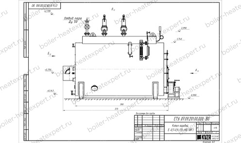 Чертеж угольного парового котла STEAMEXPERT 700 кг / 0.7 т 170 С