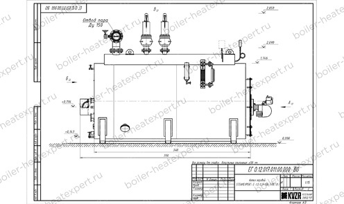 Чертеж дизельного парового котла STEAMEXPERT 1200 кг / 1.2 т 130 С
