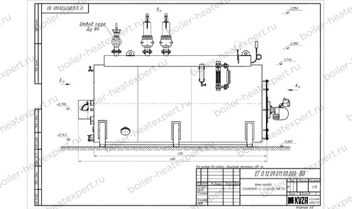 Чертеж дизельного парового котла STEAMEXPERT 1200 кг / 1.2 т 170 С