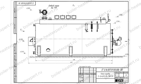 Чертеж дизельного парового котла STEAMEXPERT 1500 кг / 1.5 т 115 С