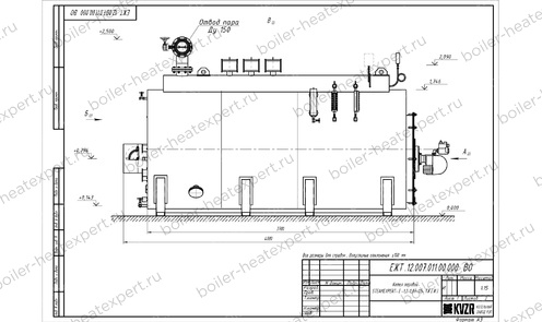 Чертеж мазутного парового котла STEAMEXPERT 1200 кг / 1.2 т 115 С