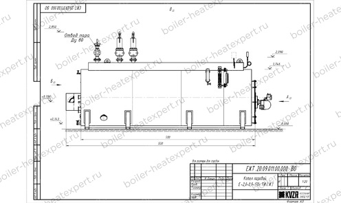 Чертеж парового котла STEAMEXPERT 2000 кг / 2.0 т 170 С на мазуте, нефти и отработке