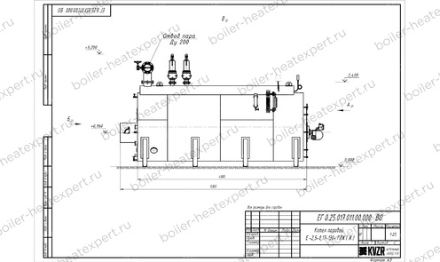 Чертеж газового парового котла STEAMEXPERT 2500 кг / 2.5 т 130 С