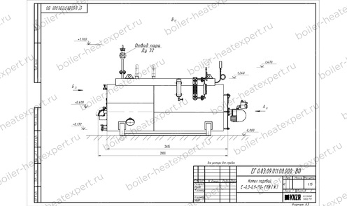 Чертеж газового парового котла STEAMEXPERT 300 кг / 0.3 т 170 С