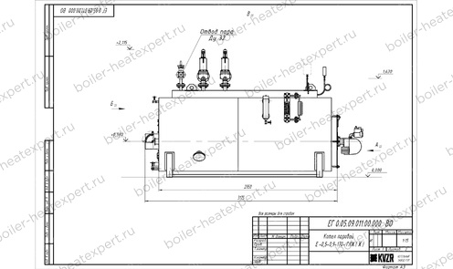 Чертеж газового парового котла STEAMEXPERT 500 кг / 0.5 т 170 С