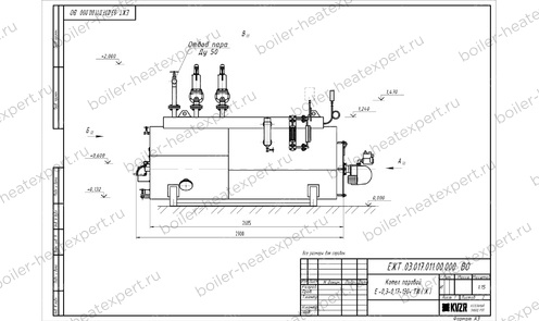 Чертеж парового котла на отработке 300 кг 130 °С