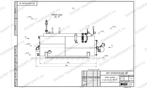 Чертеж парового котла на отработке 300 кг 170 °С