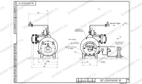 Чертеж парового котла на отработанном масле 300 кг 170 °С